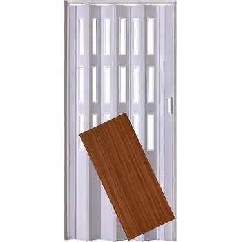 Interiérové dveře PETROMILA plastové shrnovací dveře LUCIANA ořech PROVEDENÍ: TŘI ŘADY PROSKLENÍ, ŠÍŘKA: 119,5cm 2365/119/T