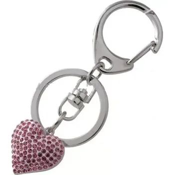 Přívěsek na kabelku, klíče srdíčko 642 (Přívěšky, růžové srdce)