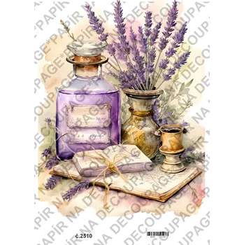 Umělecký papír Rýžový a soft papír na decoupage - Levandule vintage - KB2510 Materiál: Soft, Rozměr: A4