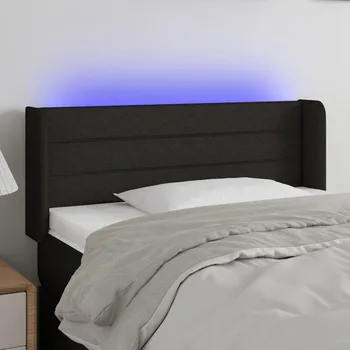 Čelo postele s LED černé 93 x 16 x 78/88 cm textil IM_3123360