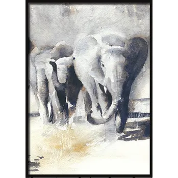 Obraz OBRAZ PLAKÁT V RÁMU 33x43 cm Sloni P559