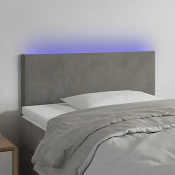 Čelo postele s LED světle šedé 100 x 5 x 78/88 cm samet IM_3121374