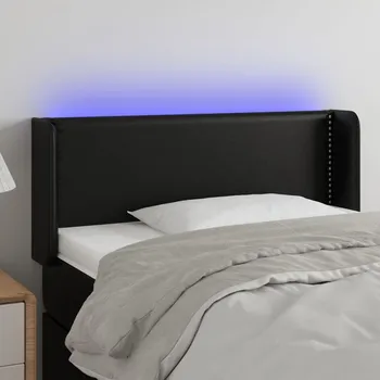 Čelo postele s LED černé 93 x 16 x 78/88 cm umělá kůže IM_3123174
