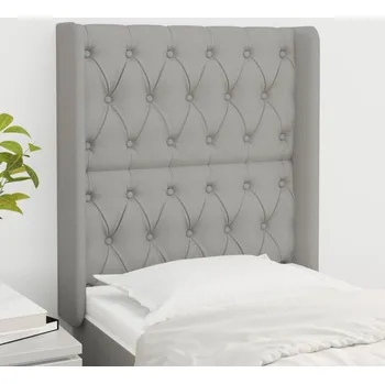 Čelo postele typu ušák světle šedé 83x16x118/128 cm textil IM_3119890