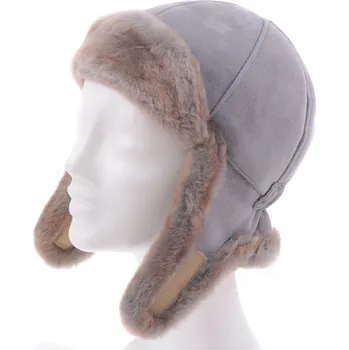 Čepice Splus Dětská kožešinová ušanka z ovčiny DU12 světle modrý velur Velikost: 51 - 53 cm
