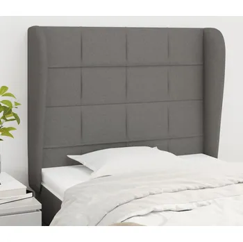 Čelo postele typu ušák tmavě šedé 83 x 23 x 118/128 cm textil IM_3117931