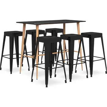 Jídelní set 7dílný barový set černý IM_3057471