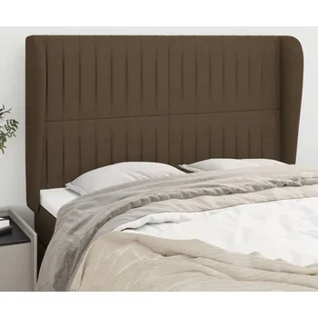 Čelo postele typu ušák tmavě hnědé 147x23x118/128 cm textil IM_3118195