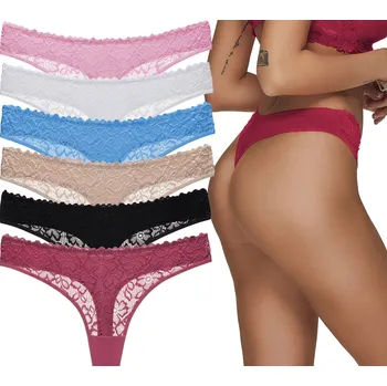 Kalhotky Dámské kalhotky Anet tanga bavlněné M/L vícebarevné 6 ks