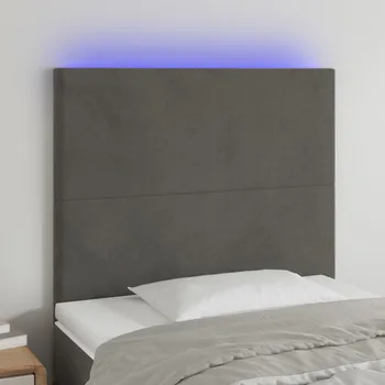 Čelo postele s LED tmavě šedé 90x5x118/128 cm samet IM_3122181