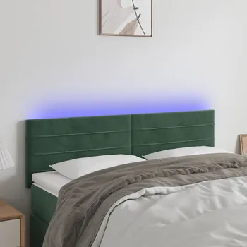 Čelo postele s LED tmavě zelené 144x5x78/88 cm samet IM_3121803