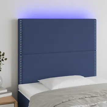 Čelo postele s LED modré 90x5x118/128 cm textil IM_3122272