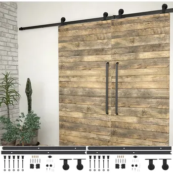 Interiérové dveře Sady příslušenství pro posuvné dveře 2 ks 200 cm ocelové černé IM_3059843