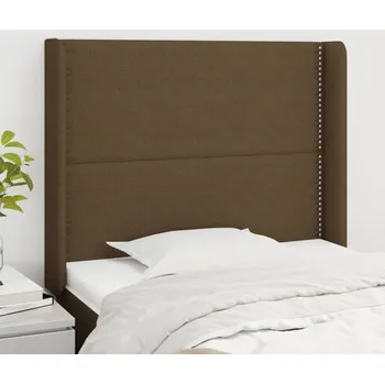 Čelo postele typu ušák tmavě hnědé 103x16x118/128 cm textil IM_3119433