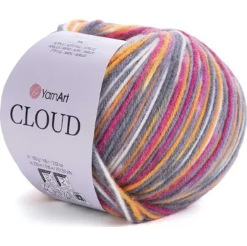 Galanterie YarnArt Příze Cloud 5315 šedo-oranžovo-jahodová