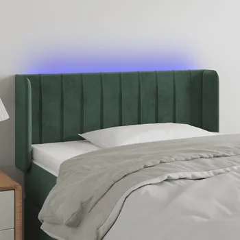 Čelo postele s LED tmavě zelené 103 x 16 x 78/88 cm samet IM_3123519