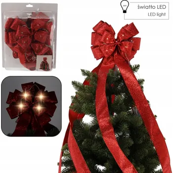 Vánoční dekorace MAŠLE NA ŠPIČKU VÁNOČNÍHO STROMKU ČERVENÁ LED 2,1 M S LAMPIČKAMI