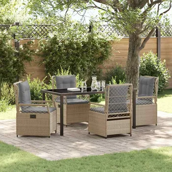 Zahradní sestava Zahradní jídelní souprava 5 pcs Béžová a Světle šedá polyratan IM_3381005