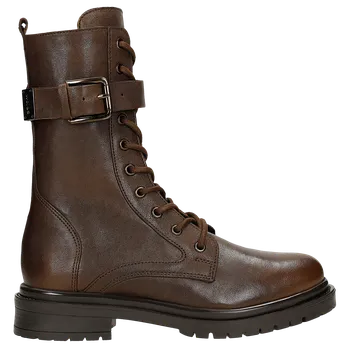 Dámské polobotky Hnědé Kožené Dámské Kotníkové Boty S Vysokým Šněrováním Wojas 6413552 40
