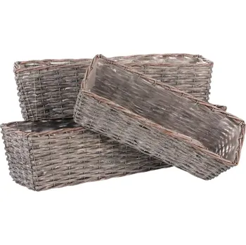 Květináč Proutěný truhlík - sada 3 ks OV4144 GREY - SLEVA 3% s kodem radost25