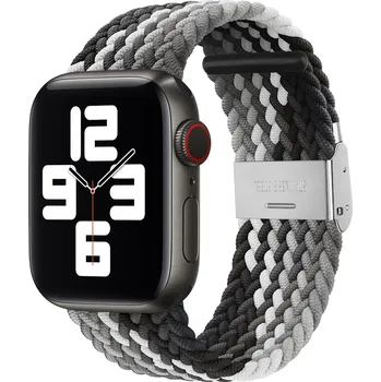 Řemínek na hodinky AW Pletený řemínek na Apple Watch s přezkou - Černo bílý Šířka uchycení řemínku: 44/45/46/49mm, Barva: Černo-bílý IR-PTRAW-15