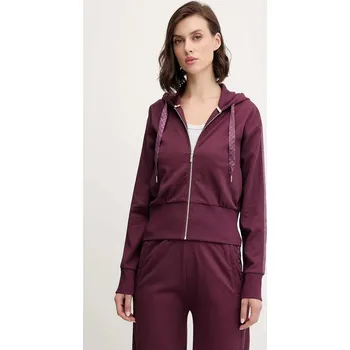 Dámská mikina Mikina BOSS B Texture_Jacket H. dámská, růžová barva, s kapucí, hladká, 50545635 49A, vel. S