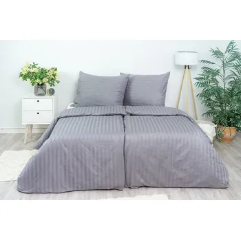 Povlečení Ložní povlečení atlas grádl Stanex proužek tmavě šedý (LS907), 140 x 200 + 90 x 70, Zip