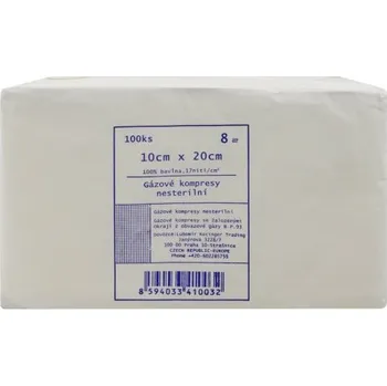 Kompres Kompresy nesterilní 8 vrstev 10x20 cm 100 ks