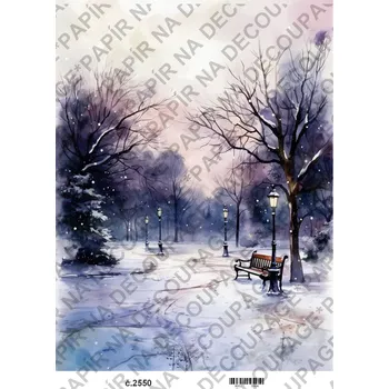 Výtvárné potřeby Rýžový a soft papír na decoupage - Zima v parku - KB2550 Materiál: Rýžový papír, Rozměr: A4