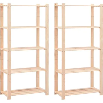 Dílenský regál Úložný regál 5 polic 2 ks 80x38x170 cm masivní borovice 250 kg IM_3051113