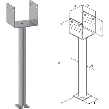 Tesařské kování DOMAX PSS R500 zapuštěná patka sloupku typu U Žárový zinek (ZNO) PSS R500 100 - 101 x 100 x 125 x 4.0 mm (1 ks)