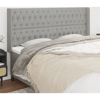 Čelo postele typu ušák světle šedé 183x16x118/128 cm textil IM_3119930