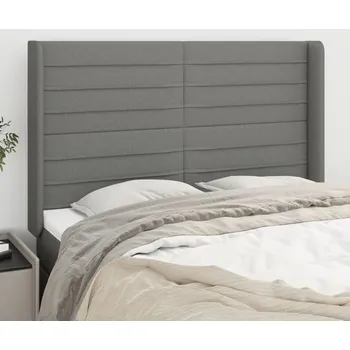 Čelo postele typu ušák tmavě šedé 147x16x118/128 cm textil IM_3119719