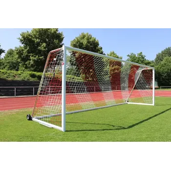 Fotbalová branka Fotbalová branka Schäper 7,32x2,44m „All inclusive Premium“ (Prémiová branka včetně barevné sítě, zátěže a koleček)
