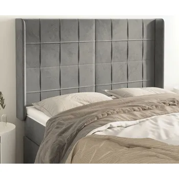 Čelo postele typu ušák světle šedé 147x16x118/128 cm samet IM_3119628