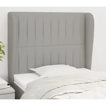 Čelo postele typu ušák světle šedé 93 x 23 x 118/128 cm textil IM_3118176