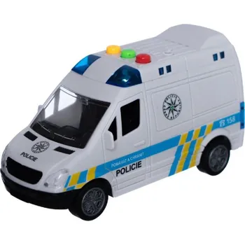 Hračka Auto policie plastové 15 cm na setrvačník na baterie se zvukem se světlem v krabici