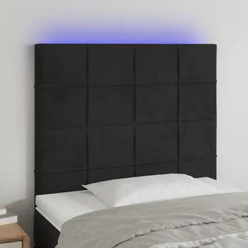 Čelo postele s LED černé 90x5x118/128 cm samet IM_3122462