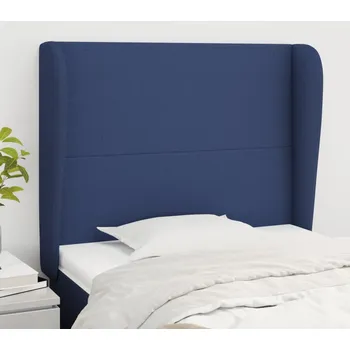 Čelo postele typu ušák modré 103x23x118/128 cm textil IM_3117672