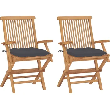 Zahradní židle s antracitovými poduškami 2 ks masivní teak IM_3062502