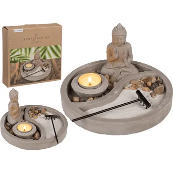 Budha sedící sada cement 19 x 19 x 12 cm