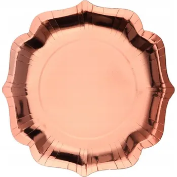 Talíř PAPÍROVÉ TALÍŘKY METALICKÉ RŮŽOVÉ ZLATO 27,5 CM TALÍŘE 10 KUSŮ