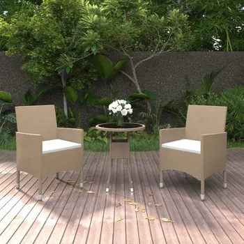 Zahradní sestava 3dílný zahradní jídelní set polyratan béžový IM_3058460