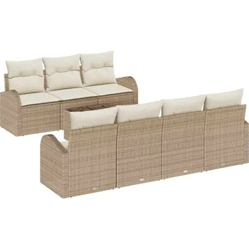 Zahradní pohovka Sada zahradních pohovek s polštářem 8 pcs Béžová a krémová IM_3354620