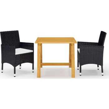 Zahradní sestava 3dílný zahradní jídelní set černý IM_3068683