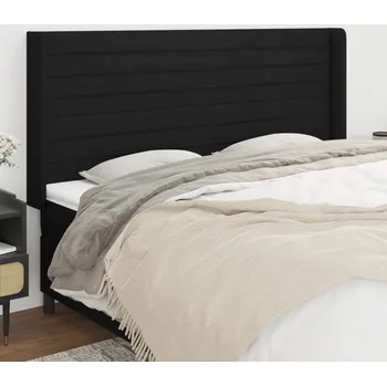 Čelo postele typu ušák černé 183x16x118/128 cm textil IM_3119736