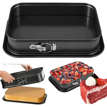 Nádoba na pečení FORMA PLECH FORMA NA DORT NA PEČENÍ OCELOVÁ OBDÉLNÍKOVÁ S NEPŘILNAVÝM POVRCHEM ČERNÁ