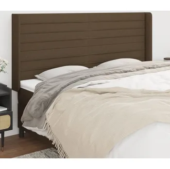 Čelo postele typu ušák tmavě hnědé 203x16x118/128 cm textil IM_3119745
