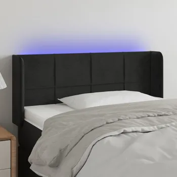 Čelo postele s LED černé 83 x 16 x 78/88 cm samet IM_3123268