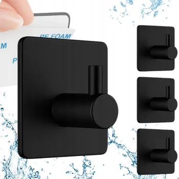 Věšák Samolepicí háček M&M černý nerezová ocel, neinvazivní, 4 místa